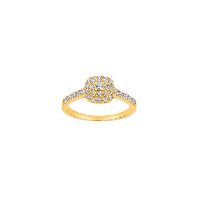 Roset ring i 8 kt guld med zirkonia fra Siersbøl i klassisk design.